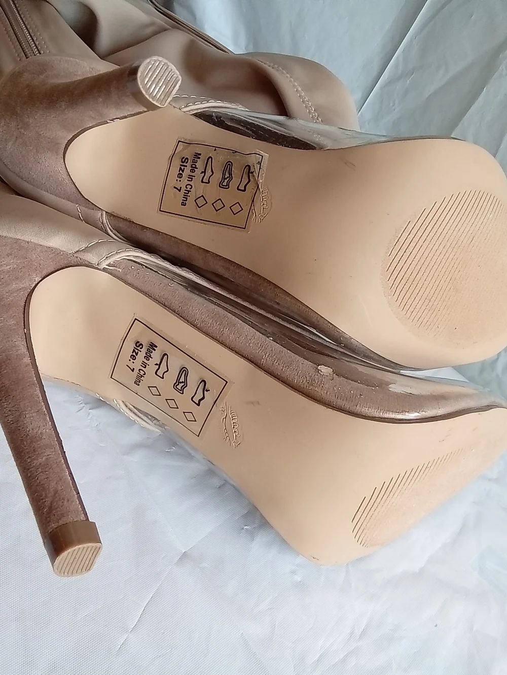 Shoe Republic LA Beige Over-the-Knee Stiletto‎ Boots